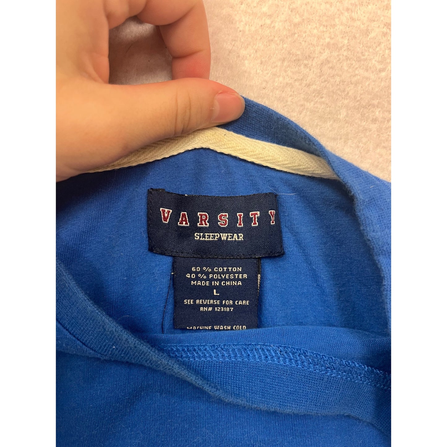 Varsity Sleepwear Blue Crewneck T-Shirt L #8712