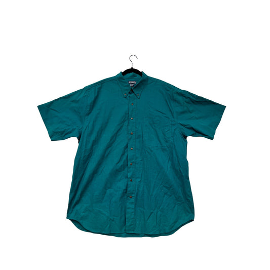 Mens Honors Teal XL Tall Short Sleeve Button-Up Shirt 100% Cotton Vintage Style #6933