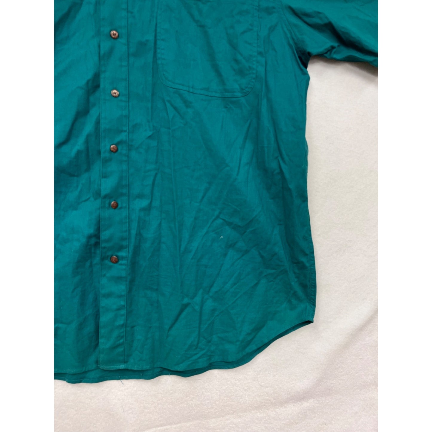 Mens Honors Teal XL Tall Short Sleeve Button-Up Shirt 100% Cotton Vintage Style #6933