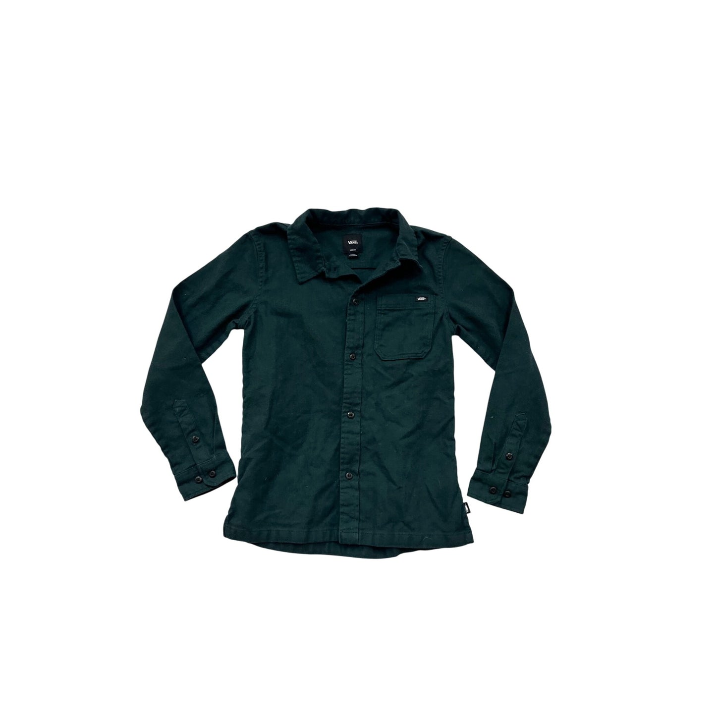 Vans Medium Button-Up Green Long Sleeve Shirt #8757