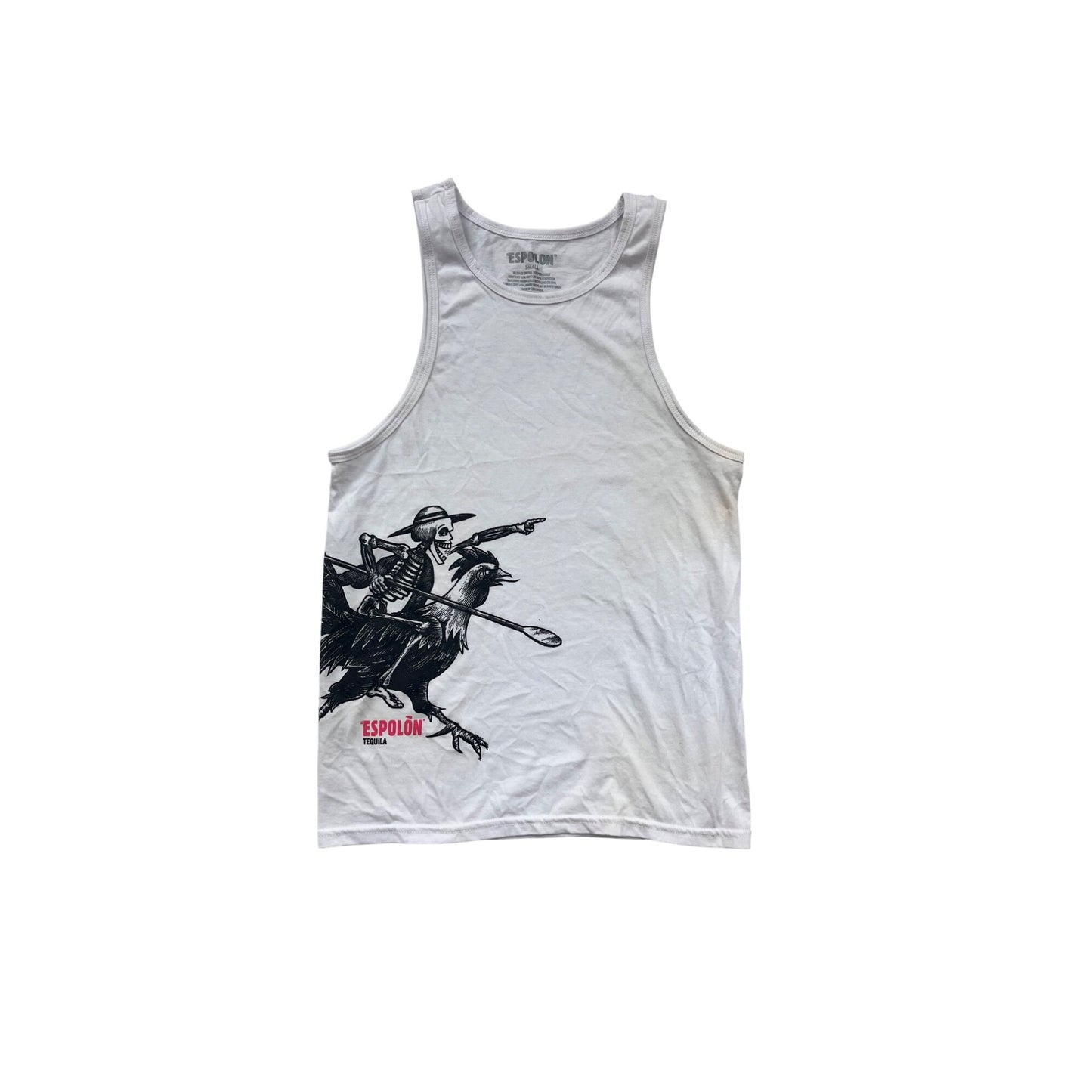 Espolón Tequila Skeleton Graphic White Tank Top S #8610