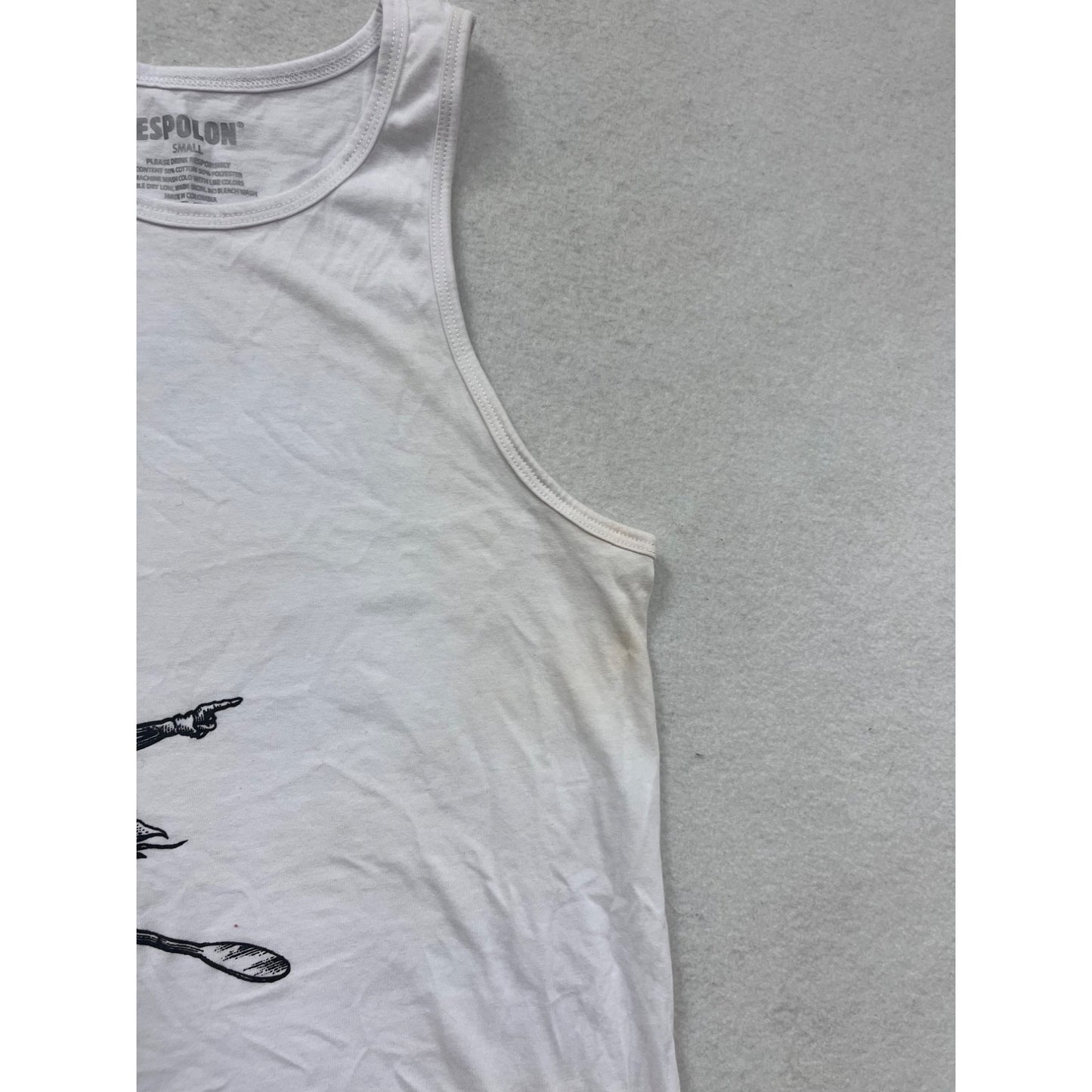 Espolón Tequila Skeleton Graphic White Tank Top S #8610