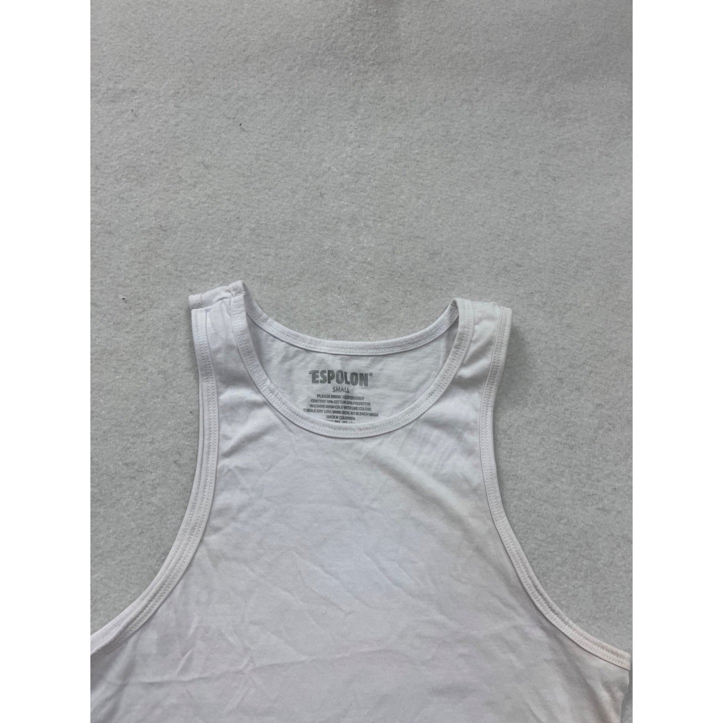 Espolón Tequila Skeleton Graphic White Tank Top S #8610