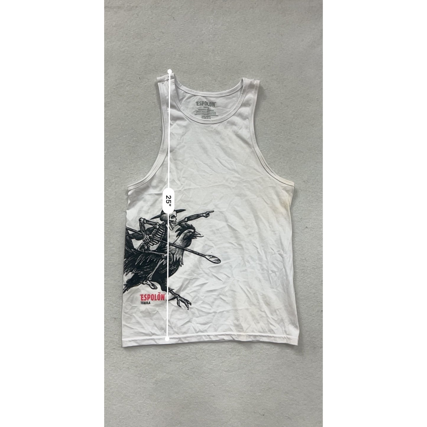 Espolón Tequila Skeleton Graphic White Tank Top S #8610