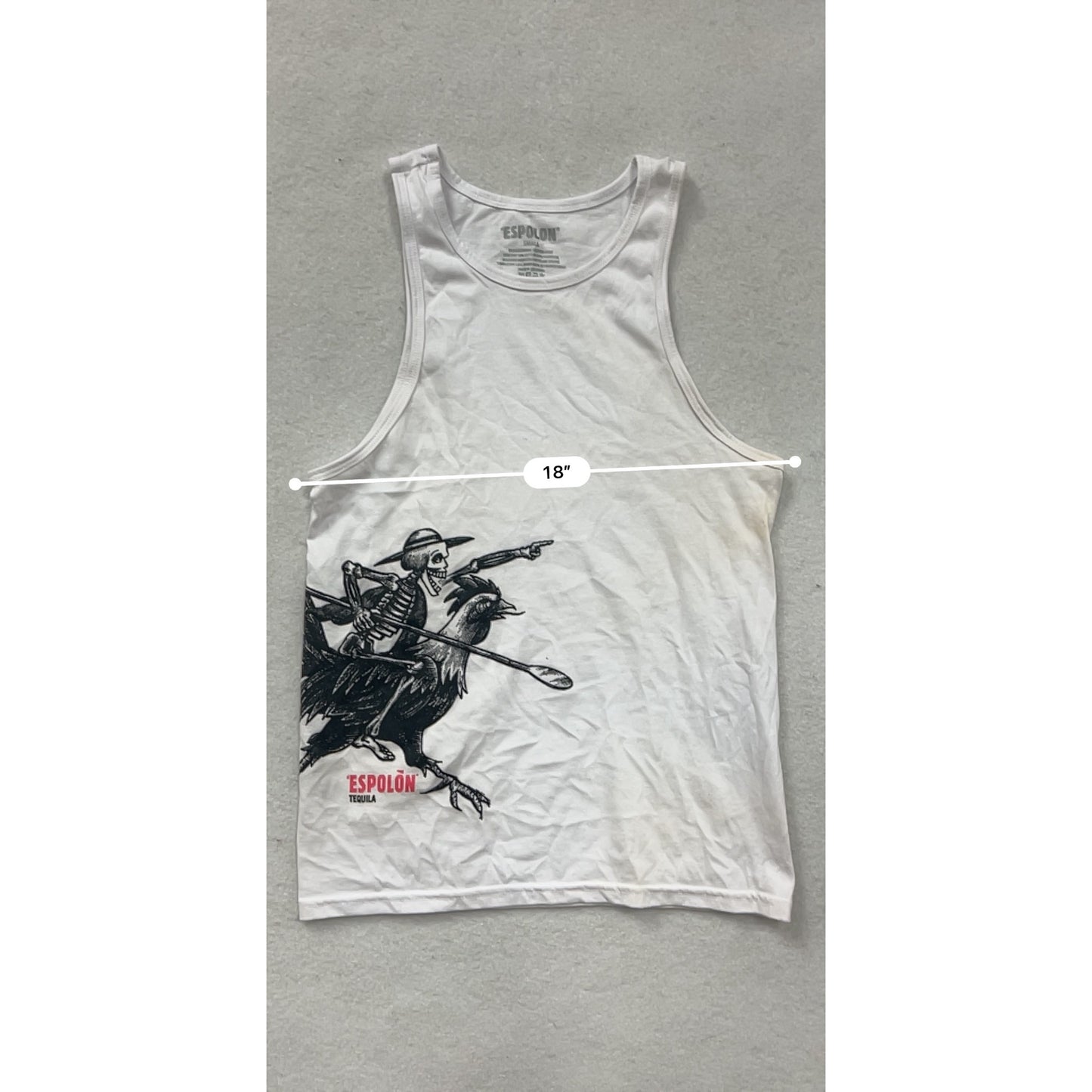 Espolón Tequila Skeleton Graphic White Tank Top S #8610