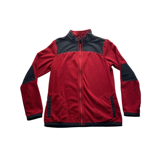 Gander Mtn Boys XL Red Fleece Jacket With Black Nylon Accents & Full Zip #7138