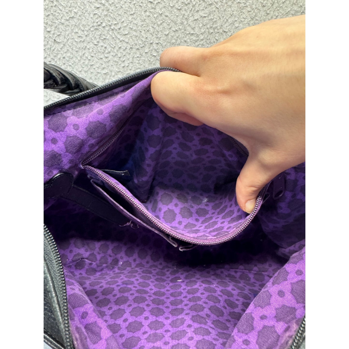 Brighton Black Pebbled Leather Shoulder Bag With Braided Strap Heart Charm #9516