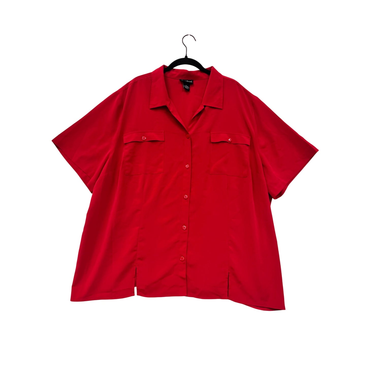 Maggie Barnes Red Button-Down Short Sleeve Blouse 3X #8818