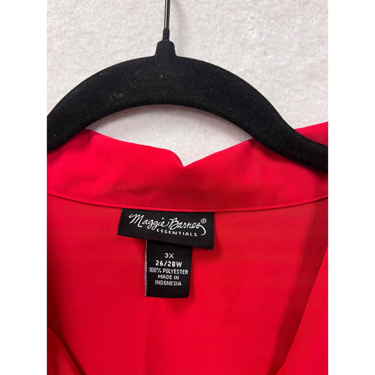 Maggie Barnes Red Button-Down Short Sleeve Blouse 3X #8818