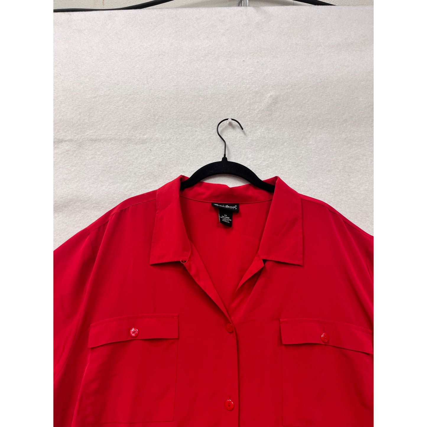 Maggie Barnes Red Button-Down Short Sleeve Blouse 3X #8818