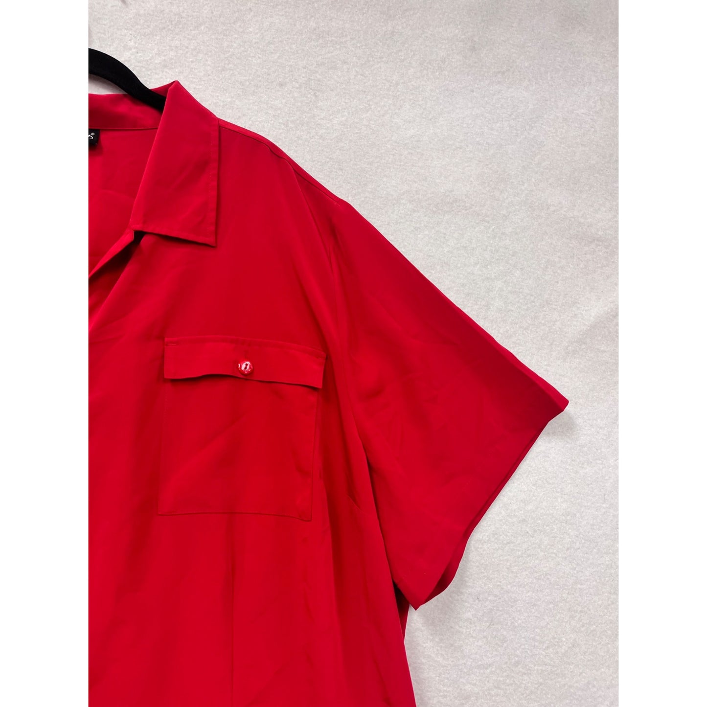 Maggie Barnes Red Button-Down Short Sleeve Blouse 3X #8818