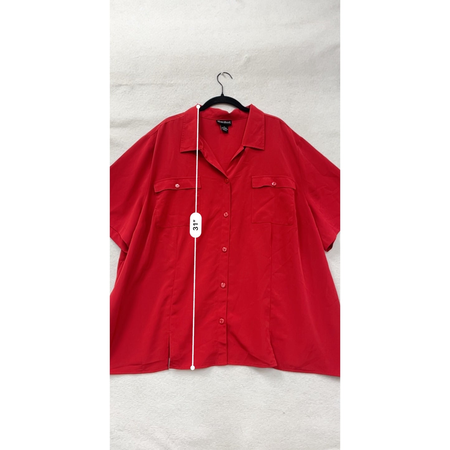 Maggie Barnes Red Button-Down Short Sleeve Blouse 3X #8818