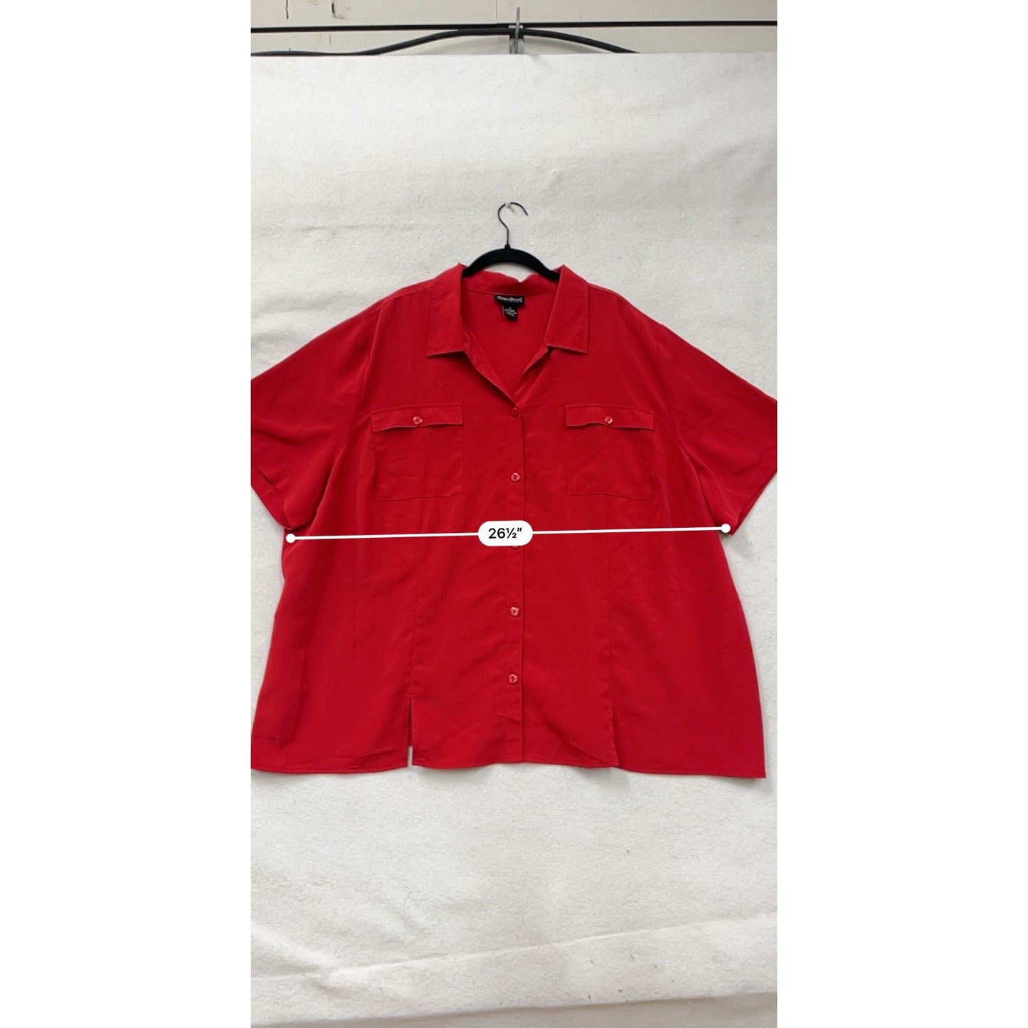 Maggie Barnes Red Button-Down Short Sleeve Blouse 3X #8818