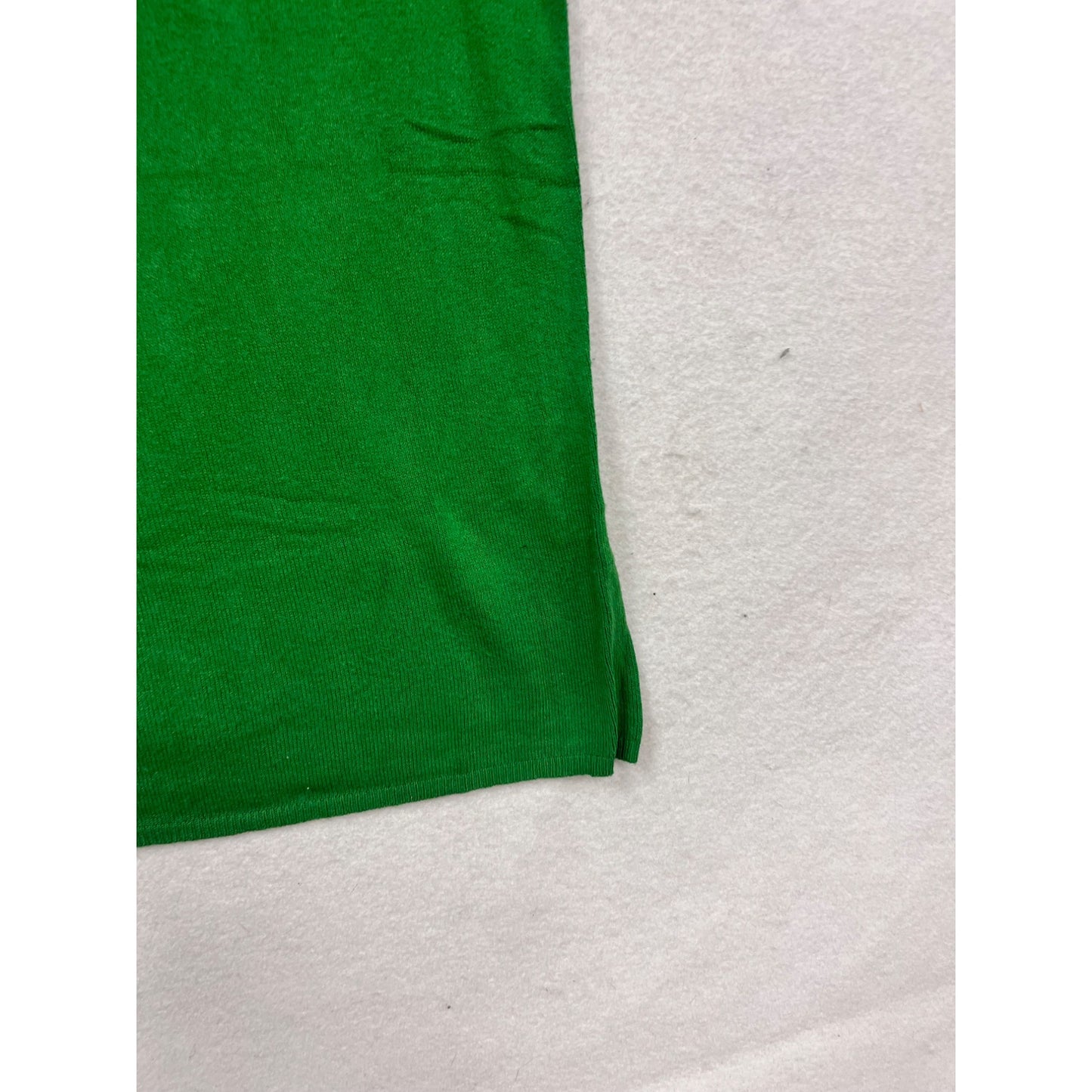 Kari New York Green Short Sleeve Sweater Top Keyhole Neck Size L #473A