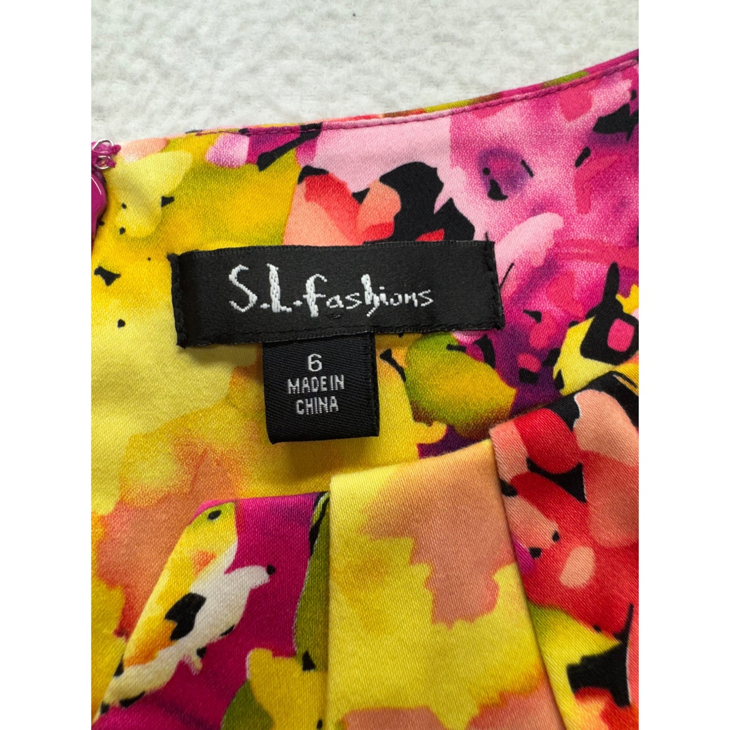 S.L. Fashions Floral Sleeveless Dress Size 6 #9145