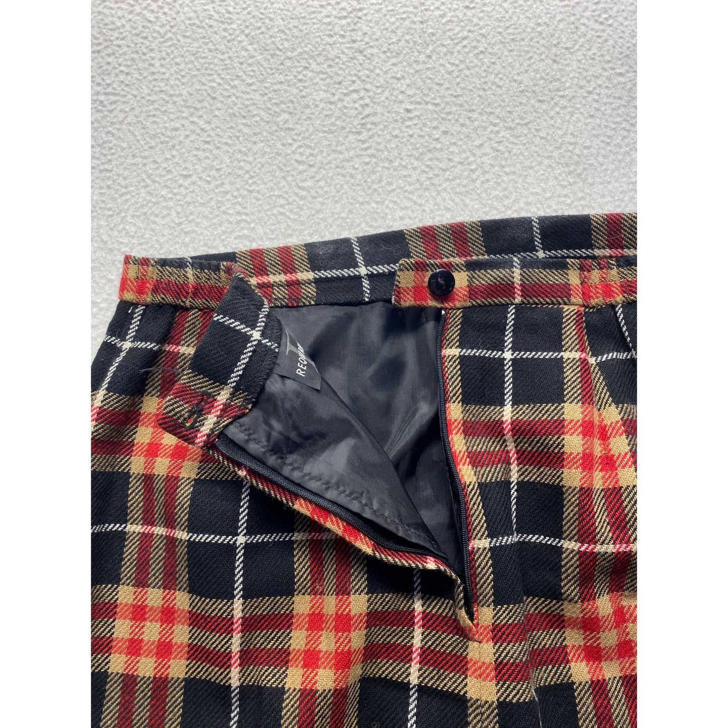 Vintage Requirements Petite Plaid Fringe Maxi Skirt Back Slit Size 10P #7202