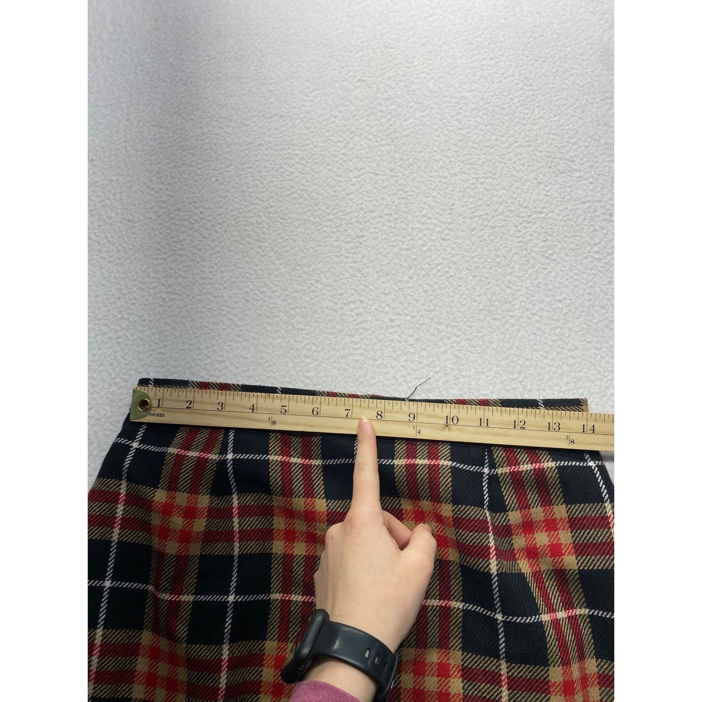 Vintage Requirements Petite Plaid Fringe Maxi Skirt Back Slit Size 10P #7202