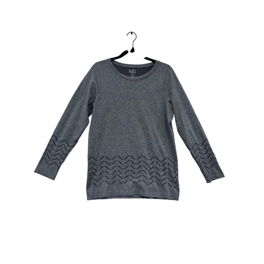 Under Control 1X Gray Long Sleeve Top With Chevron Detail #522A