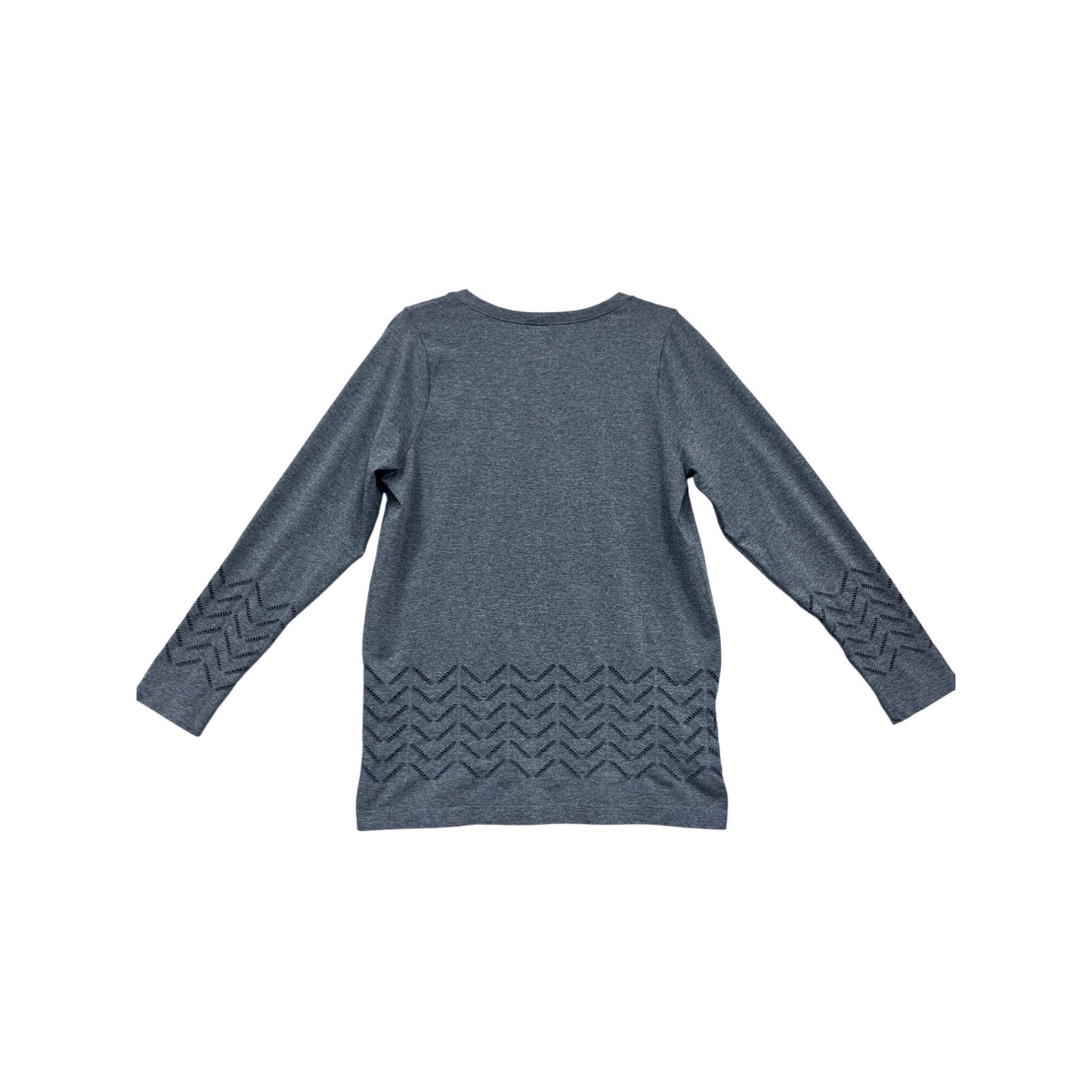 Under Control 1X Gray Long Sleeve Top With Chevron Detail #522A