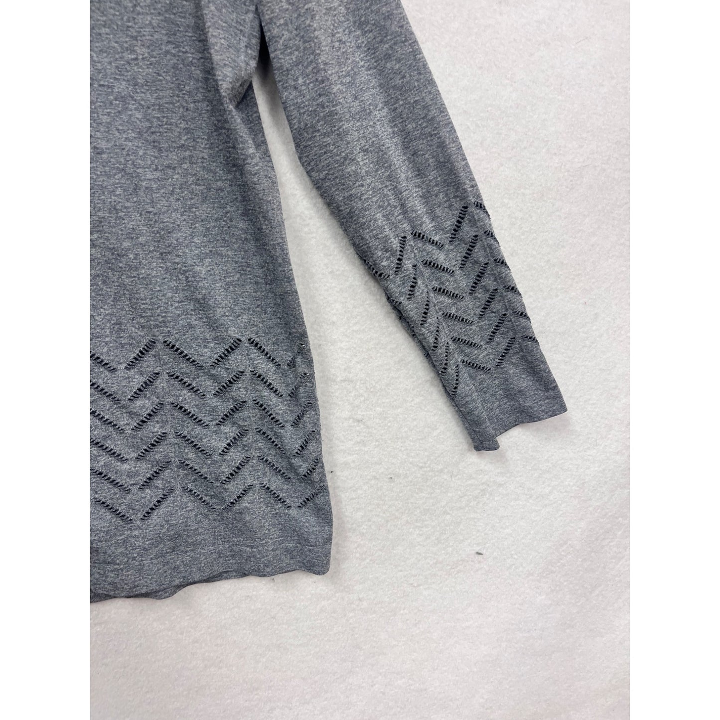Under Control 1X Gray Long Sleeve Top With Chevron Detail #522A