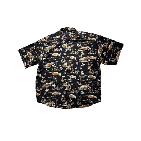 Puritan Mens 2XL Black Hawaiian Short-Sleeve Shirt 100% Cotton #6384