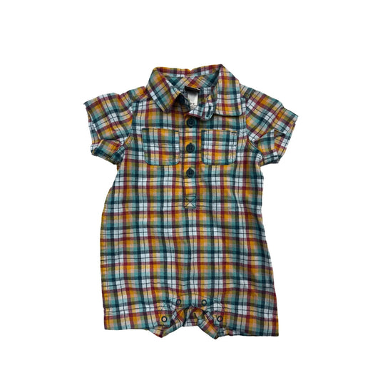 Baby Plaid Button Up Romper #2621