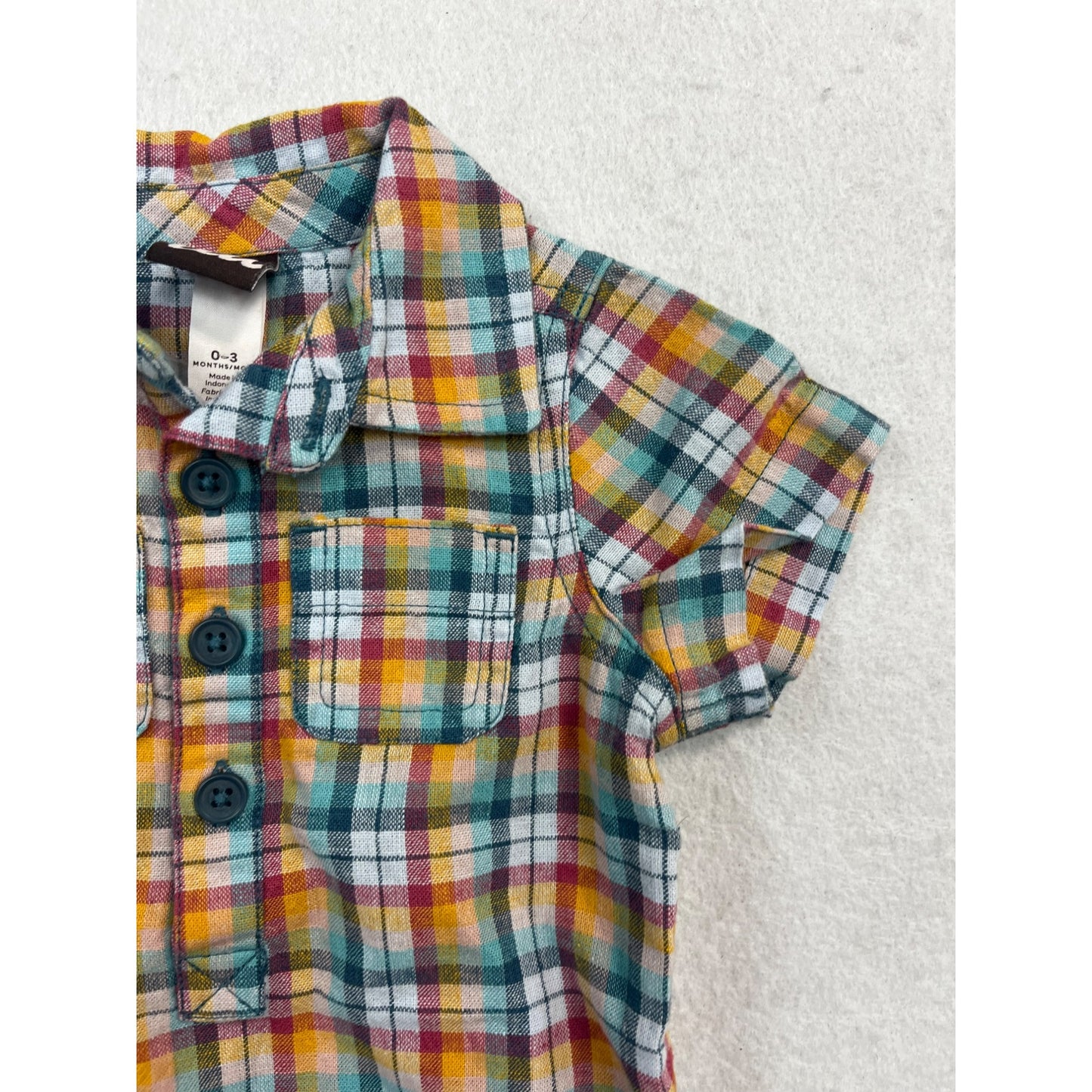 Baby Plaid Button Up Romper #2621