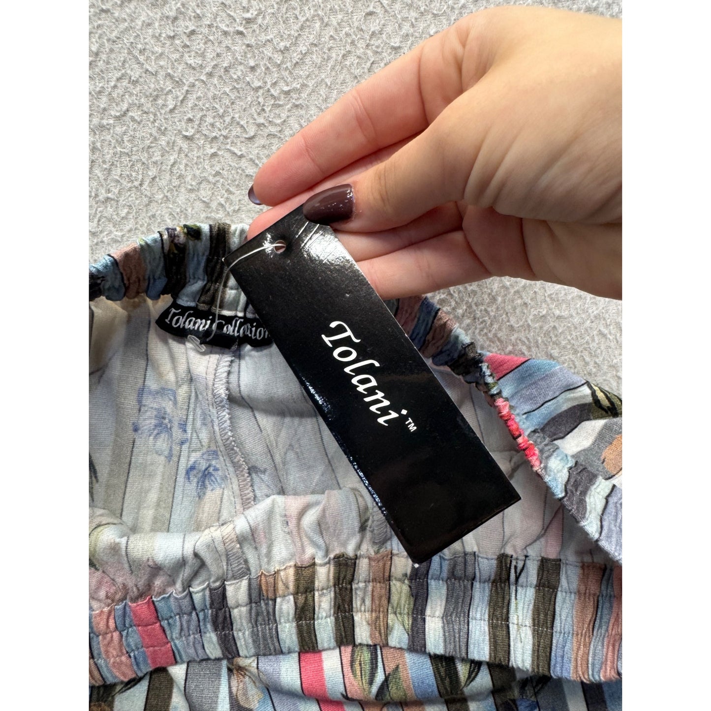 Tolani Collection Striped Floral Wide-Leg Pants Small SP 267B