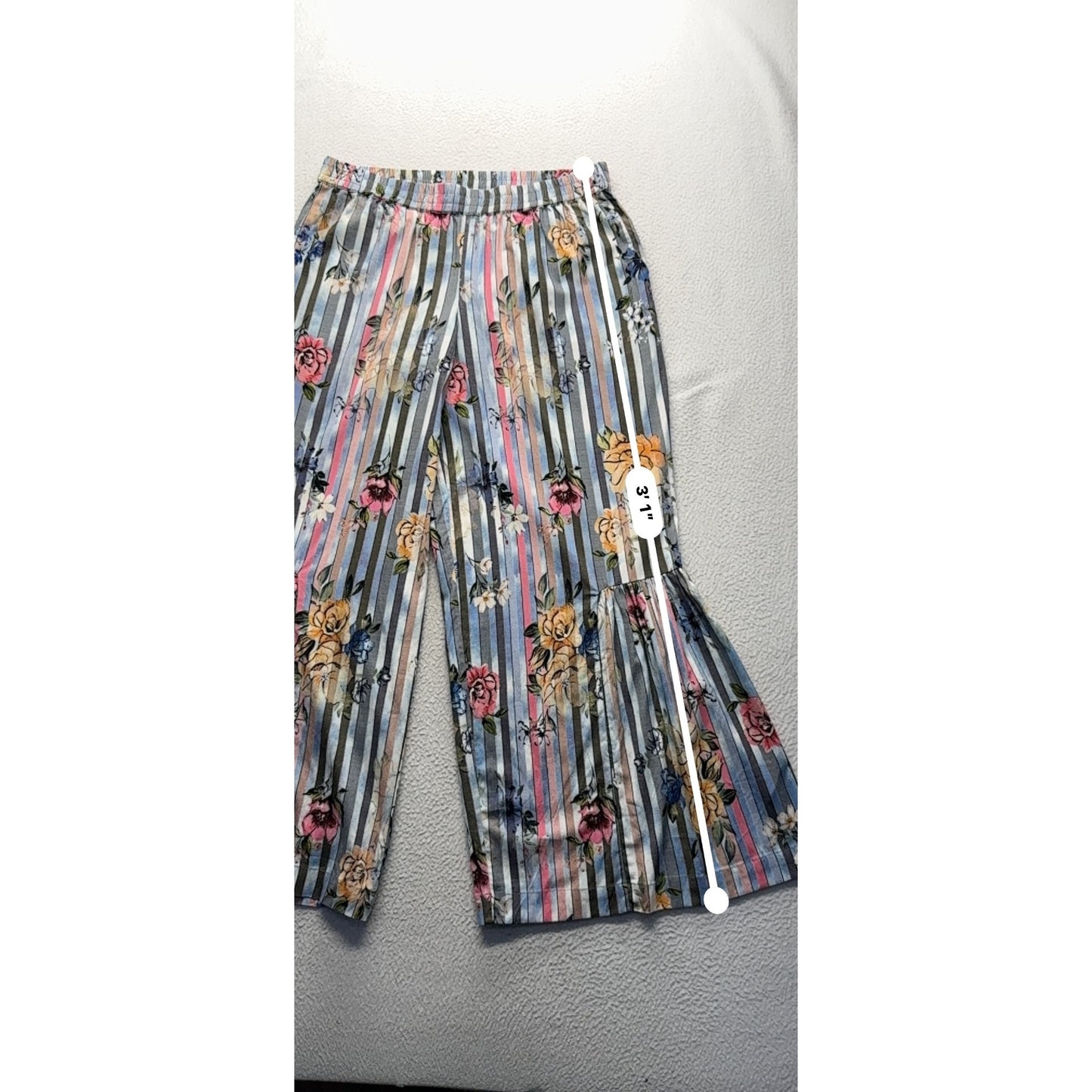 Tolani Collection Striped Floral Wide-Leg Pants Small SP 267B