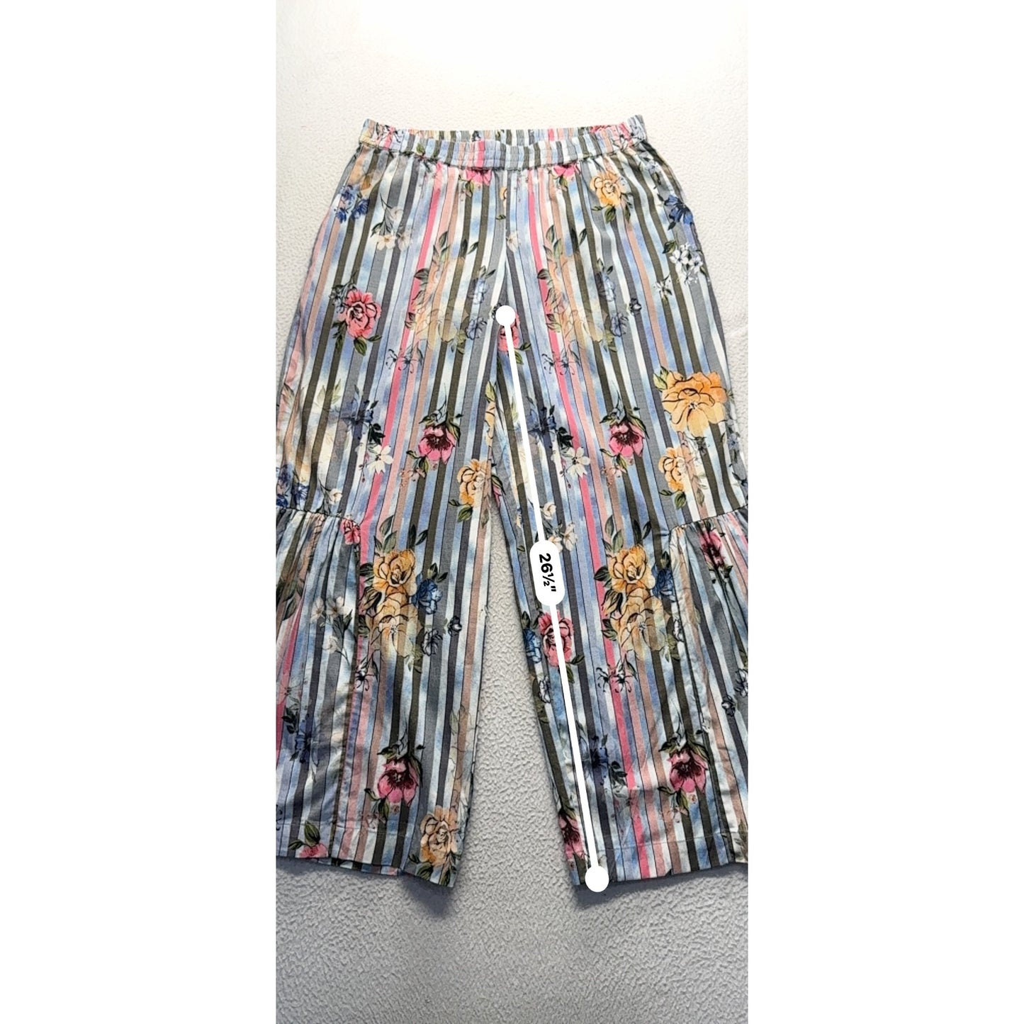 Tolani Collection Striped Floral Wide-Leg Pants Small SP 267B