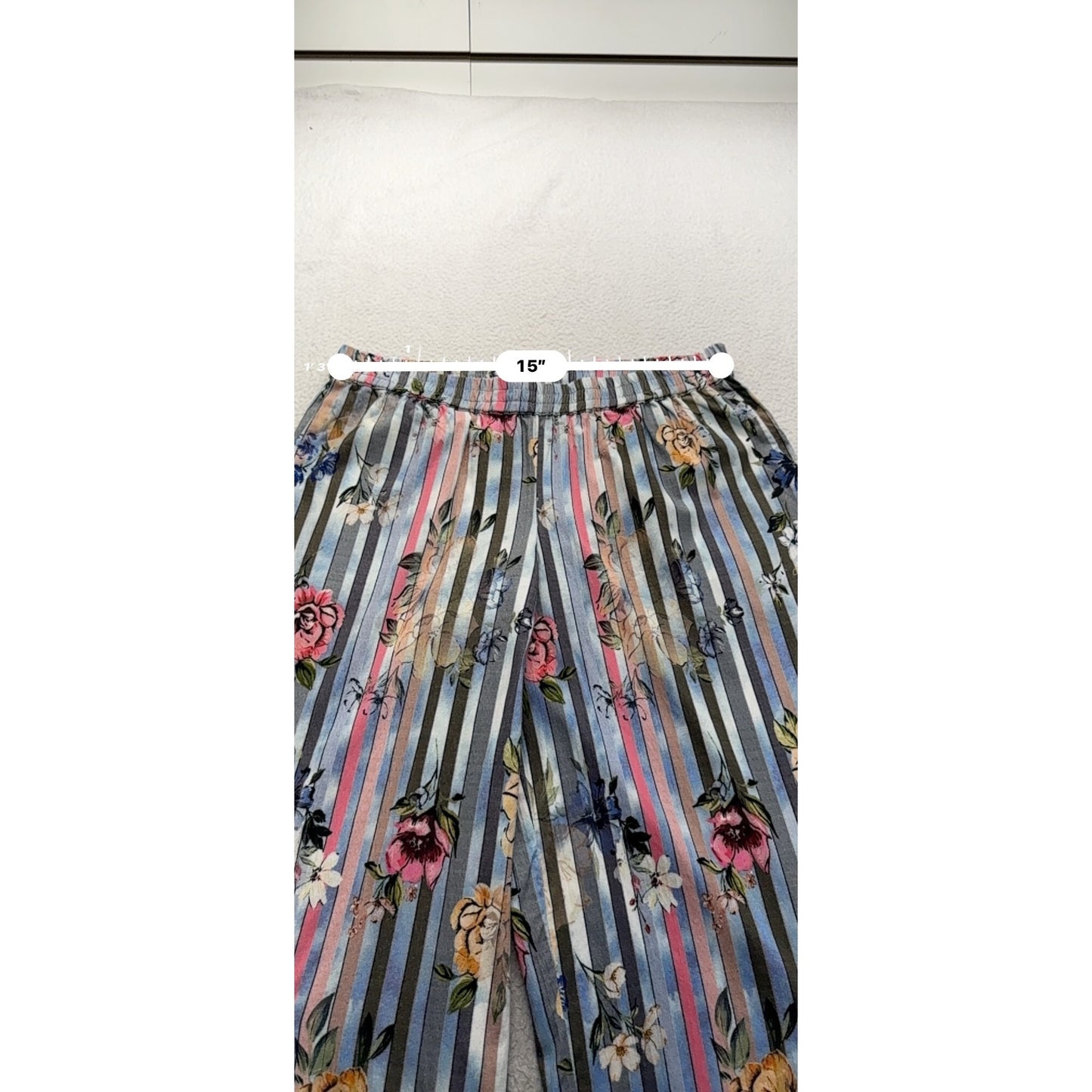 Tolani Collection Striped Floral Wide-Leg Pants Small SP 267B