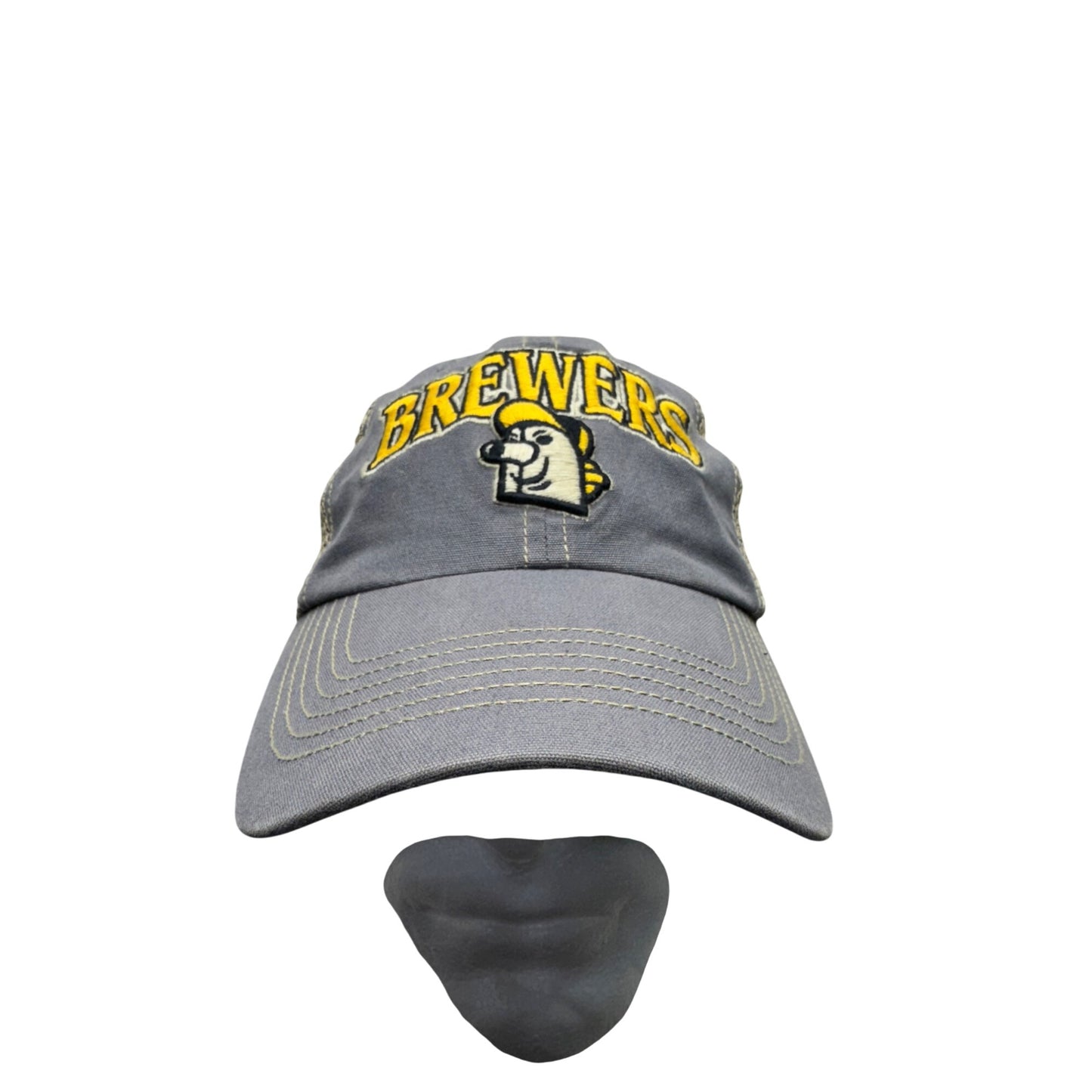 Brewers Adjustable Mesh Back Baseball Cap Gray & Beige Embroidered Logo #9786