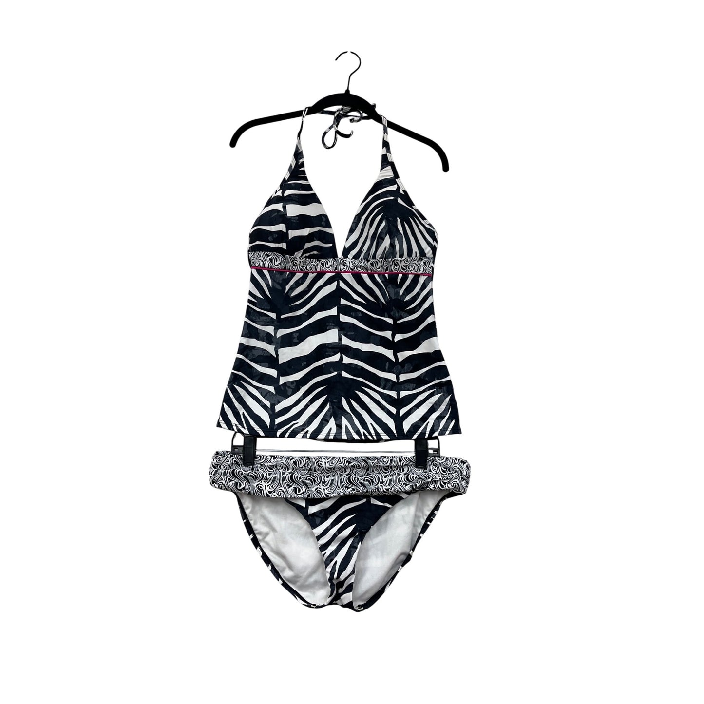 Kenneth Cole Zebra Print Tankini Swim Set XL/36B #8995