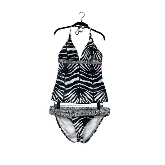 Kenneth Cole Zebra Print Tankini Swim Set XL/36B #8995