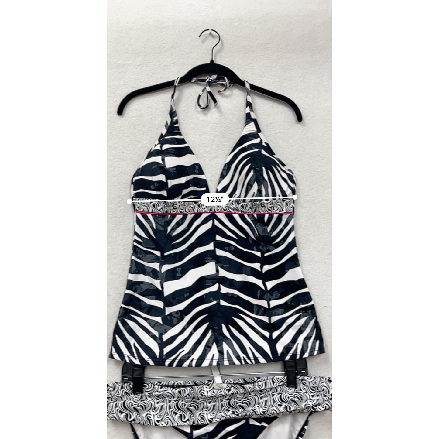Kenneth Cole Zebra Print Tankini Swim Set XL/36B #8995