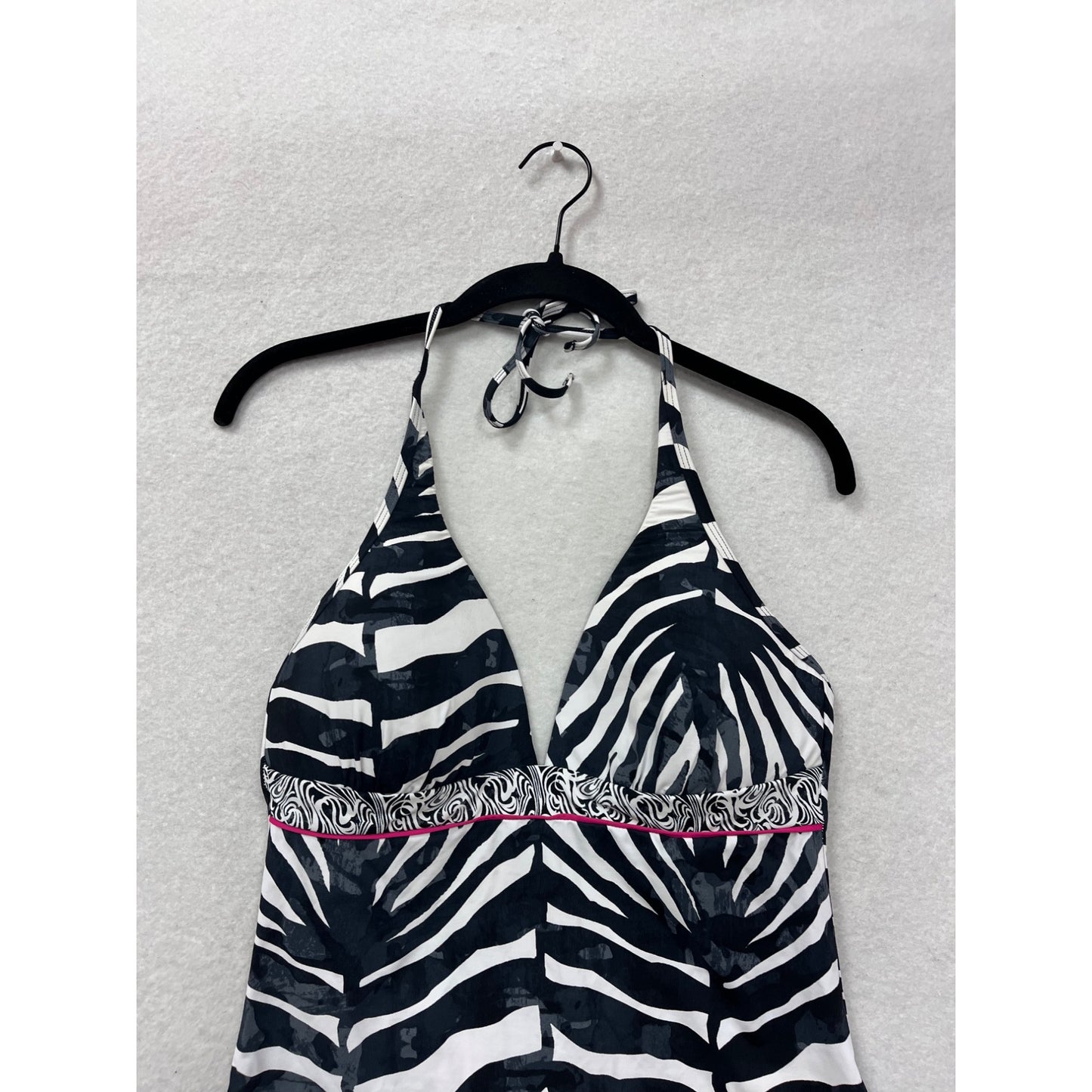 Kenneth Cole Zebra Print Tankini Swim Set XL/36B #8995