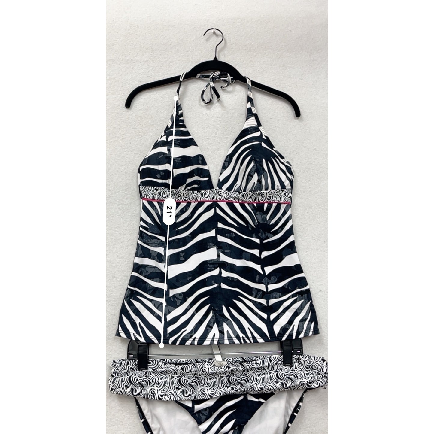 Kenneth Cole Zebra Print Tankini Swim Set XL/36B #8995