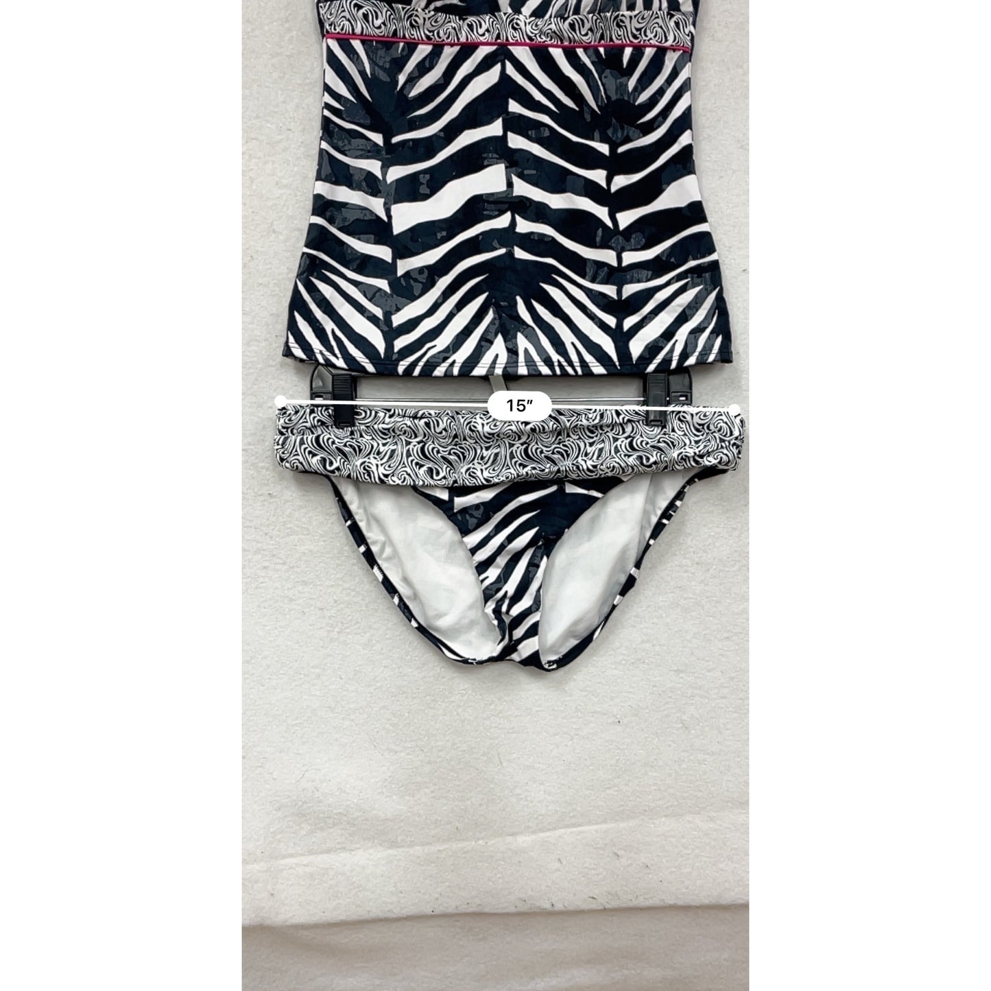 Kenneth Cole Zebra Print Tankini Swim Set XL/36B #8995