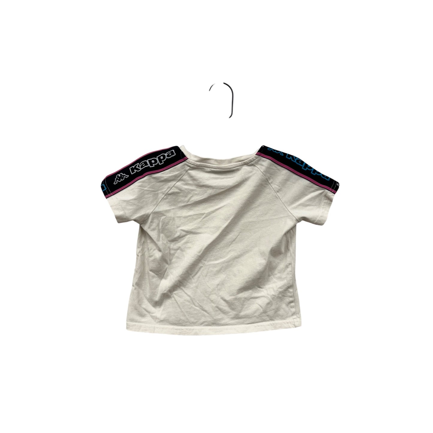 Kappa Girls 3T White Short Sleeve T-Shirt With Logo & Shoulder Stripe Detail #6936
