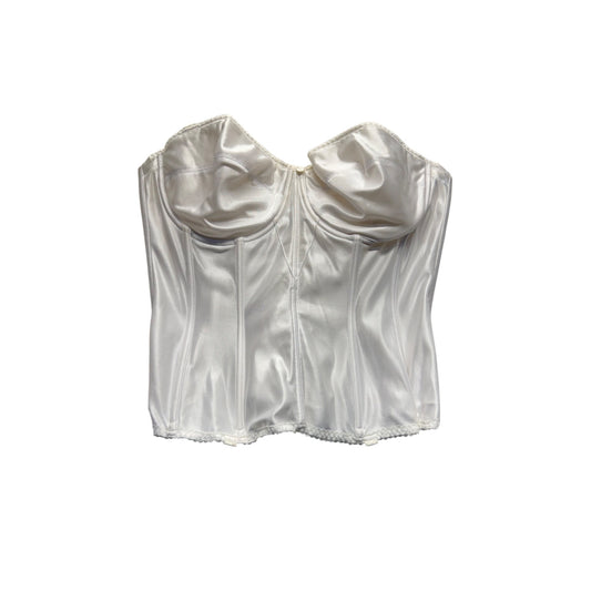 Dominique Womens Satin Strapless Corset Bustier Size 40D White #7994