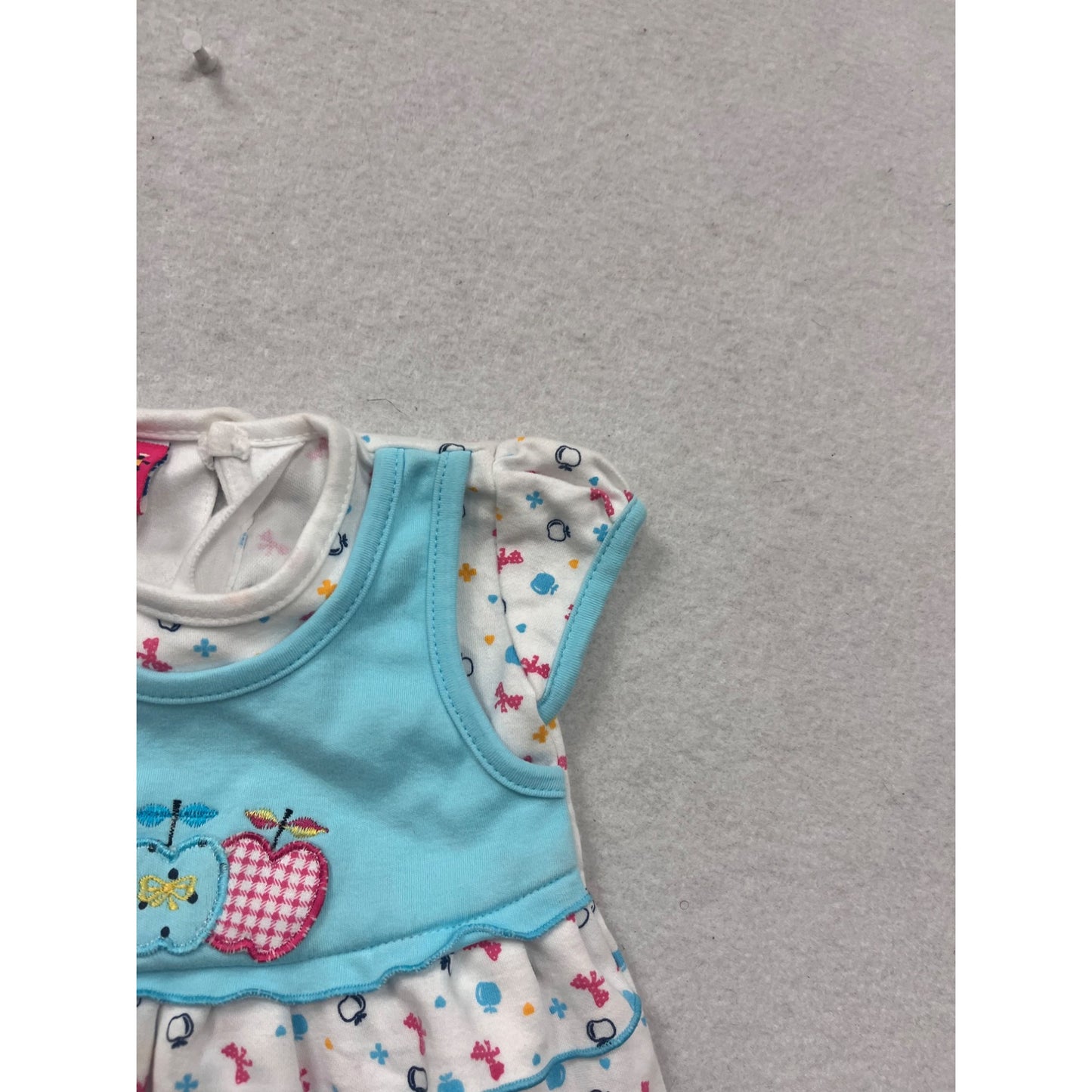 Baby Piu 3M Cotton Dress With Apple Embroidery #8604