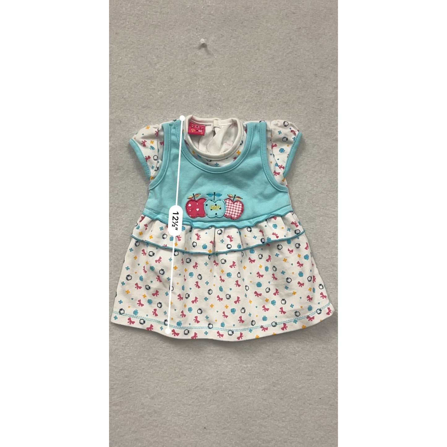 Baby Piu 3M Cotton Dress With Apple Embroidery #8604