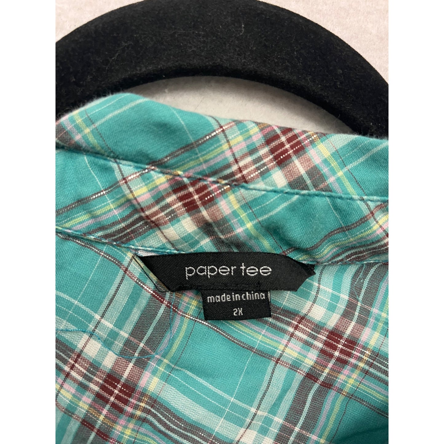 Paper Tee Plaid Button-Up Shirt 2X #497A