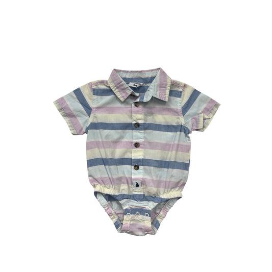 Striped Baby Boy Button-Up Bodysuit 9M By Landn Sea #6664