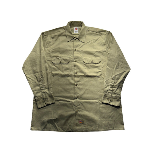 Dickies Long Sleeve Button-Up Shirt L Durable Workwear #9123