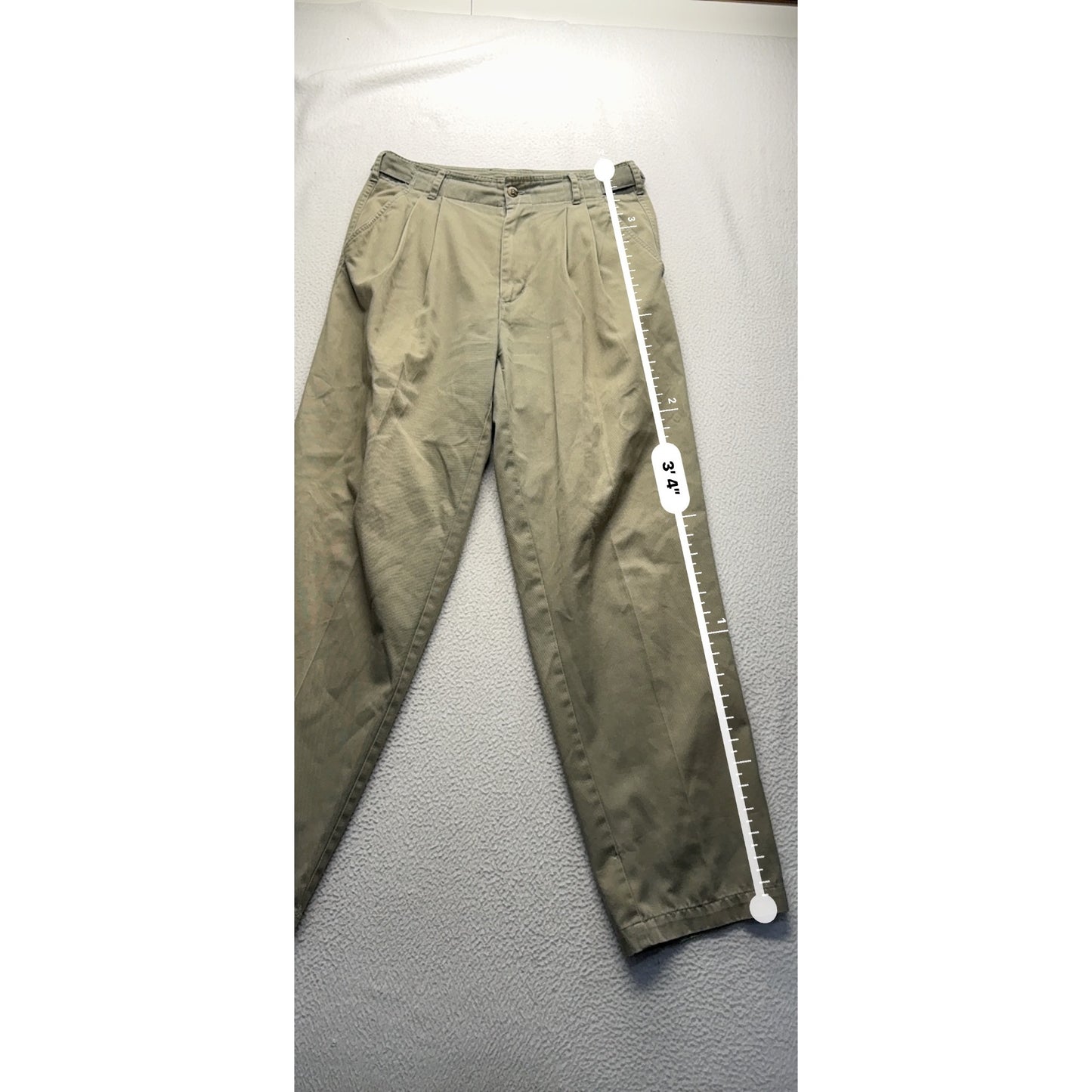 Vintage Mens Company Khaki Pleated Chino Trousers Waist 30 Inseam 31 #7952