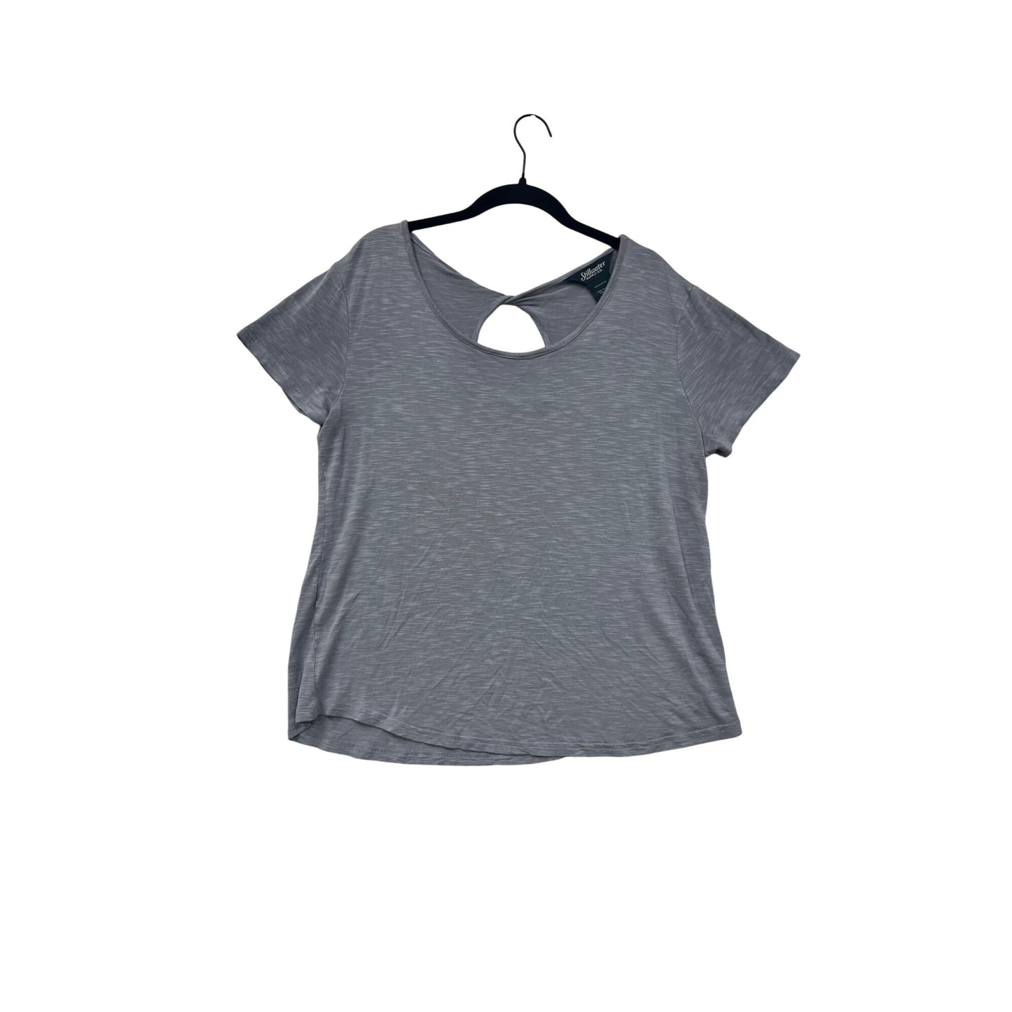 Stillwater Gray Keyhole Back Short-Sleeve Top L #8713