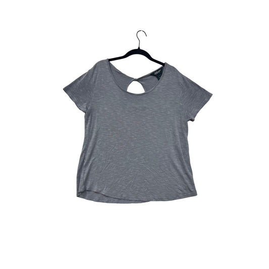 Stillwater Gray Keyhole Back Short-Sleeve Top L #8713