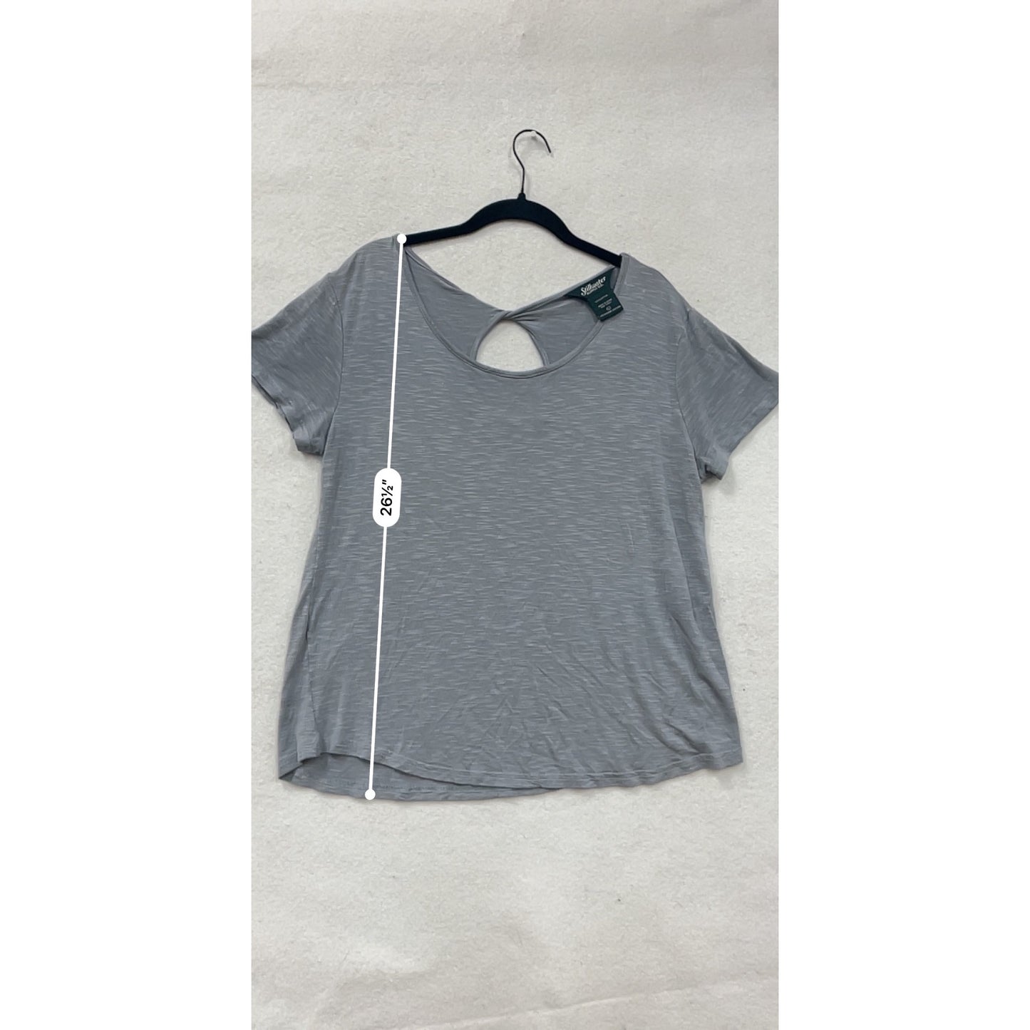 Stillwater Gray Keyhole Back Short-Sleeve Top L #8713