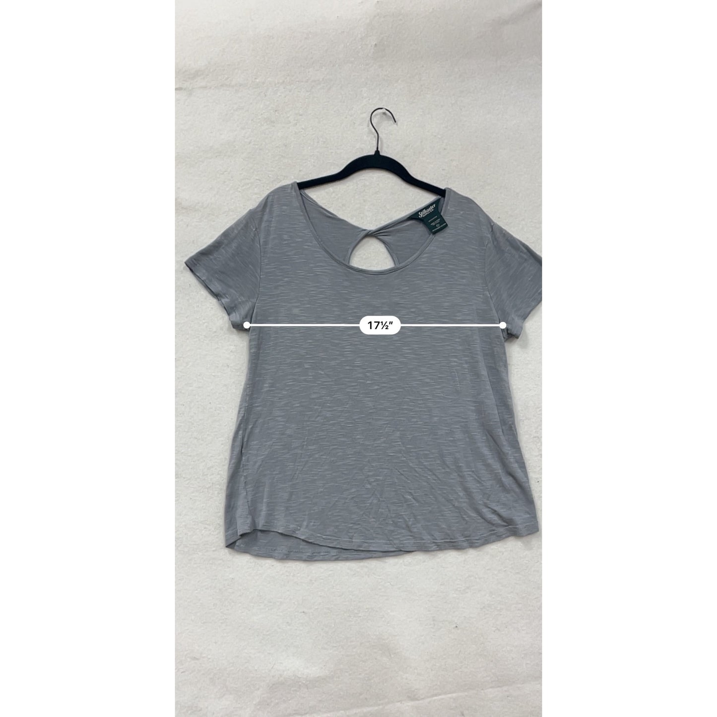 Stillwater Gray Keyhole Back Short-Sleeve Top L #8713